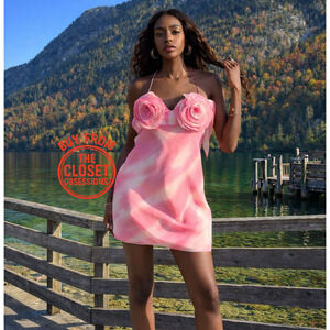 MANGO Blogger Fave Pink Floral Strappy Mini Dress NWT